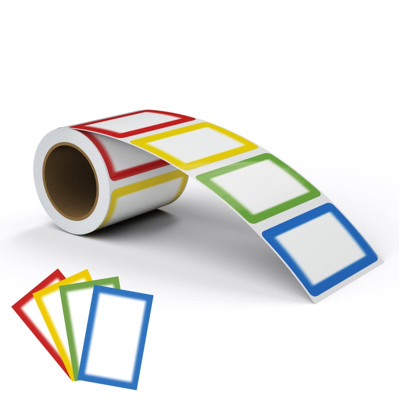 MFLABELÂ® Colorful Plain Name Tag Labels - 200 Stickers, 3.5 x 2.25 Inch, Colorful Border Name Tags for Office, Meetings, School, Home, Events, and Parties - Image 1